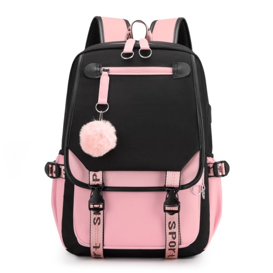 School Backpack College Bookbag Lunch Bag Casual Travel Bags for Teen Girls and Boys with USB Charging