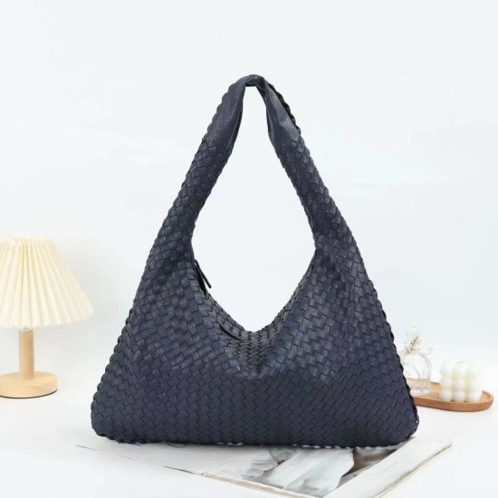 New Women soft Weave Braided PU Leather Hand Bags Women's Shoulder Zipper Woven Leather Bag