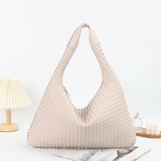 New Women soft Weave Braided PU Leather Hand Bags Women's Shoulder Zipper Woven Leather Bag