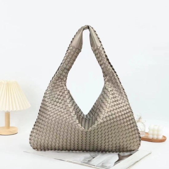 New Women soft Weave Braided PU Leather Hand Bags Women's Shoulder Zipper Woven Leather Bag