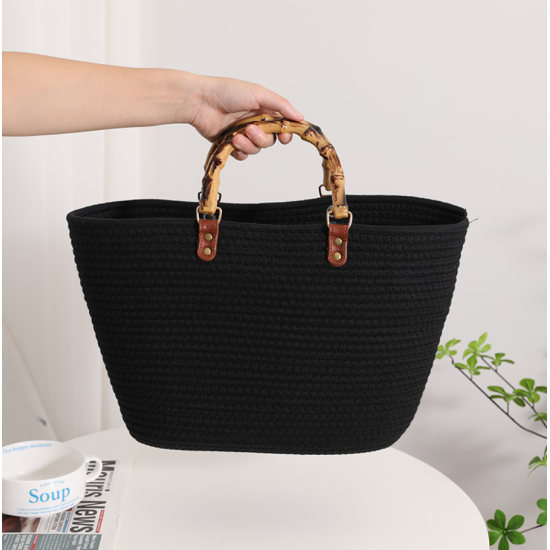 Wholesale New Shoulder Bags Tote Bag Mexico French Basket Straw Weave Beach Bags Women Striped Large Capacity Handbags