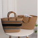 Wholesale New Shoulder Bags Tote Bag Mexico French Basket Straw Weave Beach Bags Women Striped Large Capacity Handbags