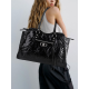 bag Underarm Tote Handbag Patent leather bright silver premium soft leather pleated Tote bag