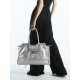 bag Underarm Tote Handbag Patent leather bright silver premium soft leather pleated Tote bag