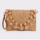 Straw Shoulder Bag Party Woven Crossbody Bags Ladies Beach Envelope Purse Small Clutch Bag Women's Clutches with Pom Pom