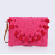 Straw Shoulder Bag Party Woven Crossbody Bags Ladies Beach Envelope Purse Small Clutch Bag Women's Clutches with Pom Pom