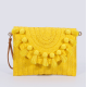 Straw Shoulder Bag Party Woven Crossbody Bags Ladies Beach Envelope Purse Small Clutch Bag Women's Clutches with Pom Pom