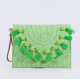 Straw Shoulder Bag Party Woven Crossbody Bags Ladies Beach Envelope Purse Small Clutch Bag Women's Clutches with Pom Pom