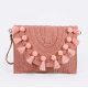 Straw Shoulder Bag Party Woven Crossbody Bags Ladies Beach Envelope Purse Small Clutch Bag Women's Clutches with Pom Pom