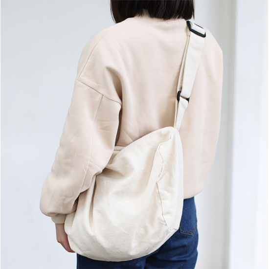 women casual canvas one-shoulder cloth bag supermarket shopping travel zipper messenger bag