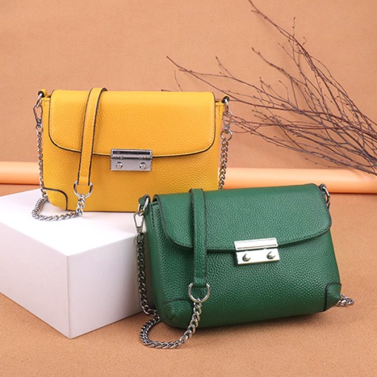 Textured Chain Messenger Bags Leather Purse And Handbags Shoulder Bag Korean Version Women's Mobile Phone Zero Wallet