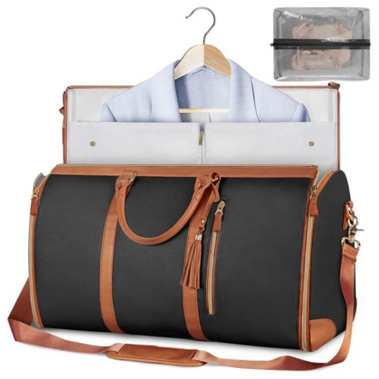 Leather 2 in 1 Travel Bags Waterproof Carry On Garment Duffle Bags with Shoes Pouch for Travel Hanging Suitcase  Travel Bags