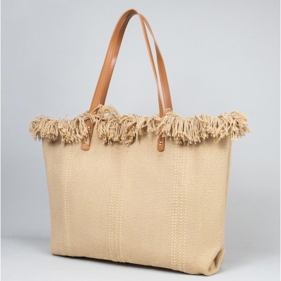 Lady Summer Shoulder Bags  Summer Large Capacity Canvas Tote Bags Women Tassels Handbags for Travel