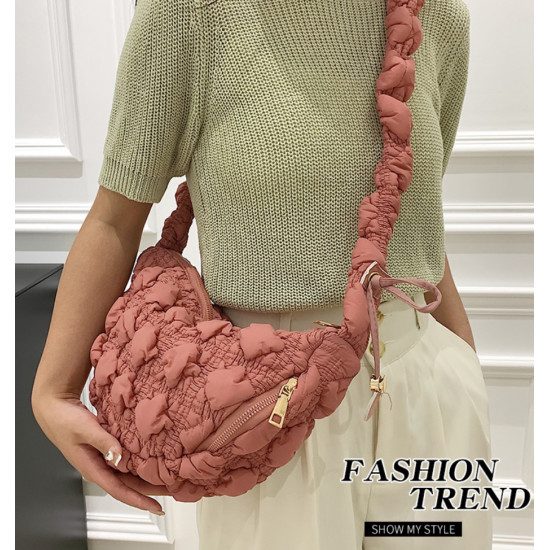 Summer Ladies Down Shoulder Bag Puff Crossbody Bags Quilted Purse Pleated Lightweight Cloud Bag Women Padded Handbags