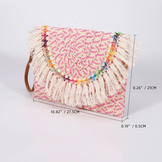 stylish summer beach handbags luxury famous brands tassels clutches women straw handmade envelope bags for women