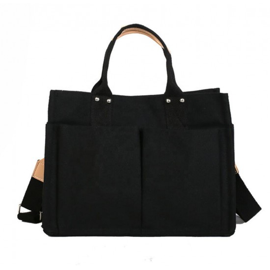 women's canvas multi-pocket shoulder bag tote bag large capacity shopping bags for women
