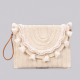 Ladies Woven Handmade Paper Straw Crossbody Bags White Tassel Envelope Shoulder Bags Summer Beach Straw Clutch Bags